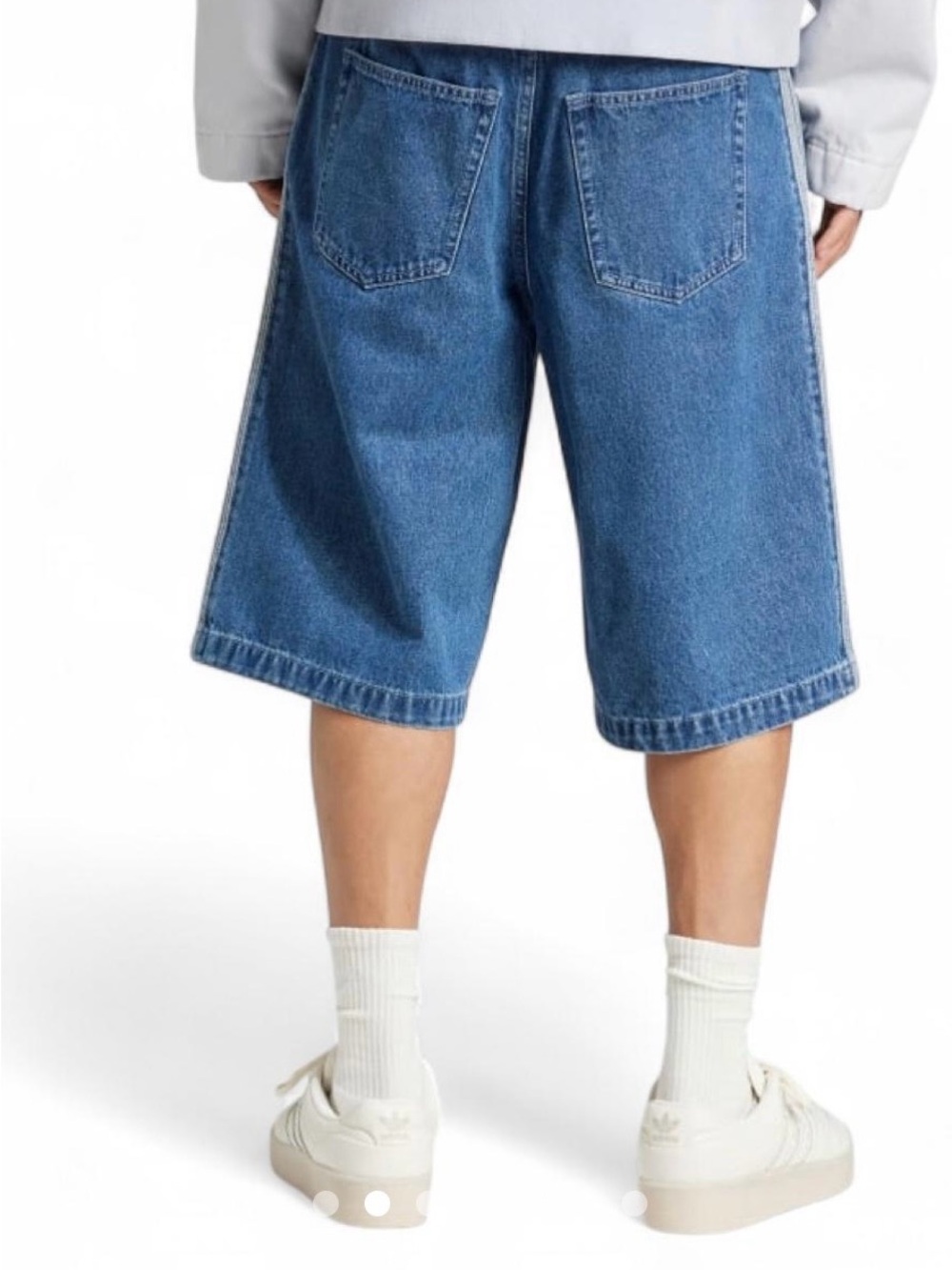 adidas Light Blue Denim Shorts with White Trefoil Tag - Picture 9 of 9